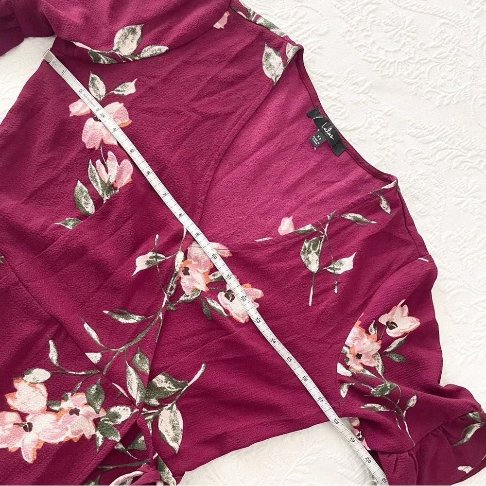 NWOT Lulus September Sunsets Burgundy Floral Print Wrap Maxi Dress XSmall - Picture 6 of 7